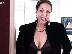 KiloPantyhose presents: Hairy american housewife playing with her bushy pussy