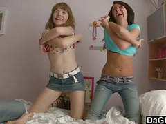 KiloPantyhose presents: Lesbian teen couple seduce a guy