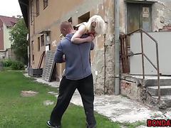KiloPantyhose presents: Beautiful blonde babe taken tied and fucked like a slave