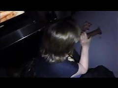 KiloPantyhose presents: Wife blows a guy through the glory hole while hubby watches