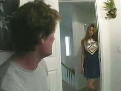 KiloPantyhose presents: Cheerleader gets it on couch.