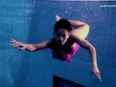 KiloPantyhose presents: Pink lingerie and panties on girl swimming