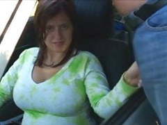 KiloPantyhose presents: Busty boobiekat car blowjob through window