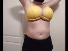 KiloPantyhose presents: 36 g saggy tits bbw milf lateshay big yellow bra strip