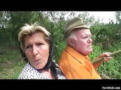 KiloPantyhose presents: Grandpa fucks busty granny and teen outdoor