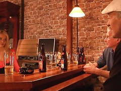 KiloPantyhose presents: Two tourist oldmen fuck american blonde in a bar