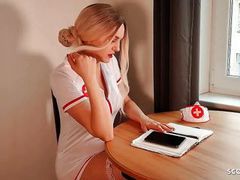 KiloPantyhose presents: German nurse lauren help guy with sex to get a sperm sample