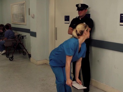 KiloPantyhose presents: Nurse tara lynn fox drops on her knees to give a sloppy blowjob