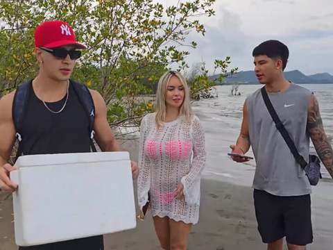 KiloPantyhose presents: Threesome on the beach with stepbrothers - danner mendez - tatiana alvarez - max betancur