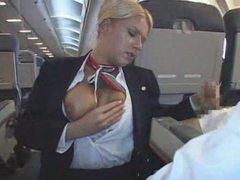 KiloPantyhose presents: Stewardess makes his cock feel good