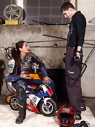KiloPantyhose presents: Shy teenage biker chick fucks the horny mechanic hardcore