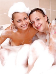 KiloPantyhose presents: Naughty sexy young chicks taking a hot bubble bath together