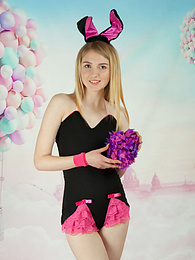 KiloPantyhose presents: This tight blonde bunny has some smoking hot fun with stripping her clothes and playing with her flower