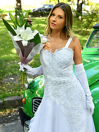 KiloPantyhose presents: Naughty bride Rebecca Volpetti takes a photographer assistant's stiff dick