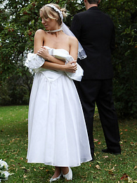 KiloPantyhose presents: Blonde bride Hayley Marie Coppin gets naked on a lawn while taking her vows