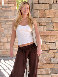 KiloPantyhose presents: Light-Haired american cutie Summer Solstice removes her clothes and toys her twat