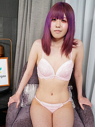 KiloPantyhose presents: Asian girl Shiori Fujimori displays her petite tiny tits and unveils her complete nakedness in a solo